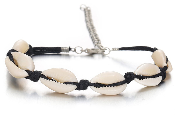 Bransoletka MUSZELKI rzemyk srebrna SEASHELL