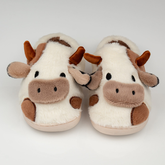 KAPCIE damskie Ciepłe PLUSZOWE CIAPY OCIEPLANE KROWA KRÓWKA r. 38-39