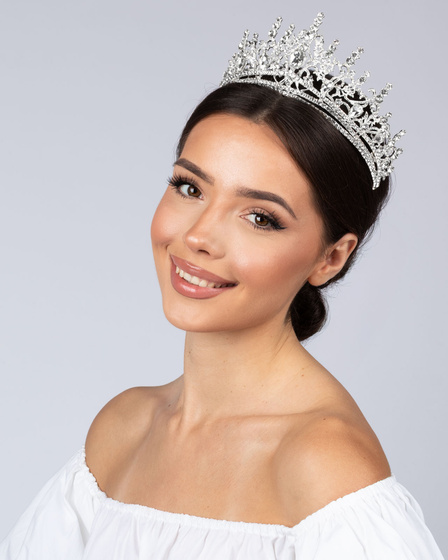 DIADEM Korona Tiara MISS GLOW ŚLUBNY srebrny cyrkonie KRYSZTAŁY