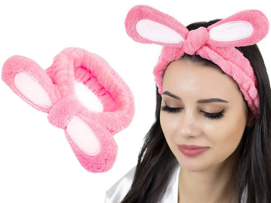 OPASKA do włosów KOSMETYCZNA do makijażu USZY róż