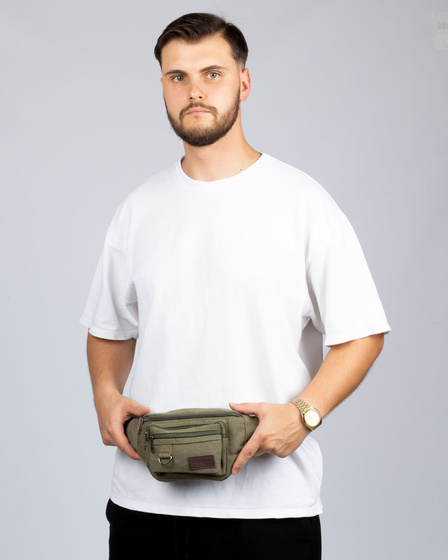 Alessio NERKA Torebka saszetka BIODRÓWKA męska POJEMNA z paskiem