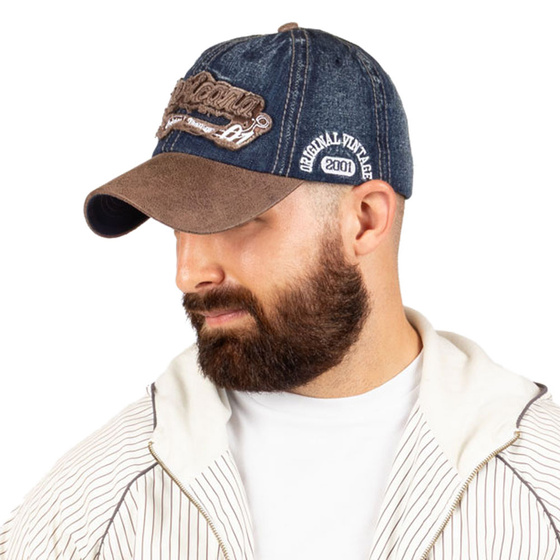 Czapka z daszkiem kaszkietówka BEJSBOLÓWKA męska JEANSOWA retro