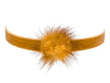 Choker NASZYJNIK z pomponem brązowy