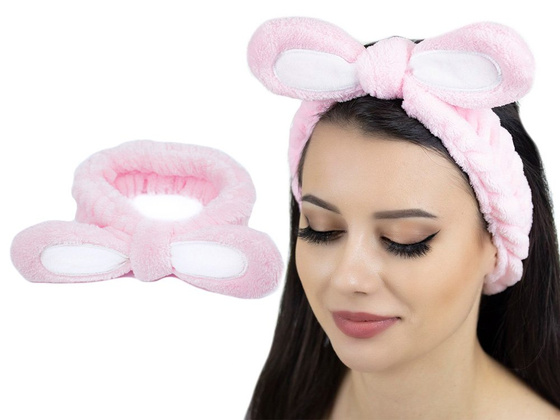 OPASKA do włosów KOSMETYCZNA uszy DO MAKIJAŻU róż