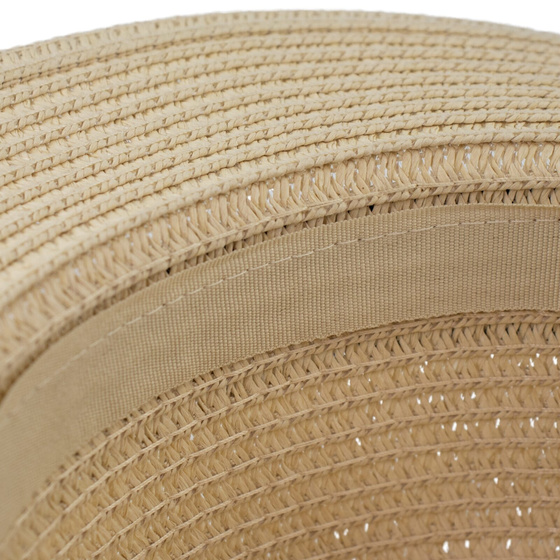 KAPELUSZ pleciony damski KANOTIER (boater) małe rondo LATO KOKARDA