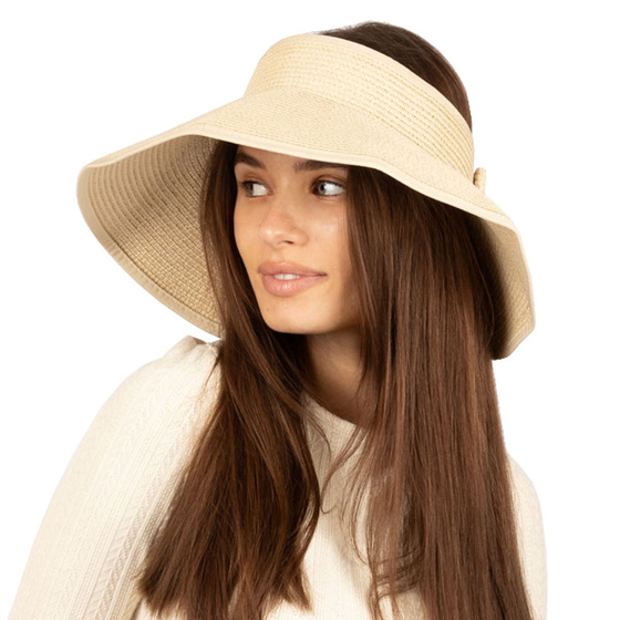DASZEK Kapelusz beżowy przeciwsłoneczny damski słomkowy LETNI PLAŻOWY