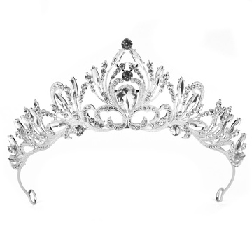DIADEM Korona Tiara MISS GLOW ŚLUBNY srebrny cyrkonie KRYSZTAŁY