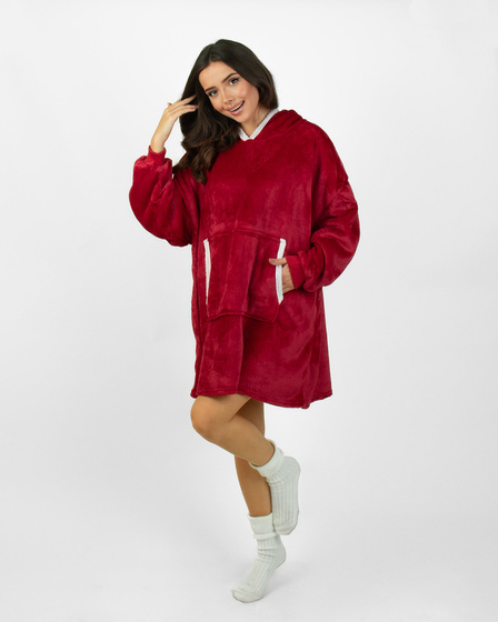 KOCOBLUZA KOC BLUZA CIEPŁA 2w1 GRUBA XXL FUTRZAK POLAR z kapturem OVERSIZE