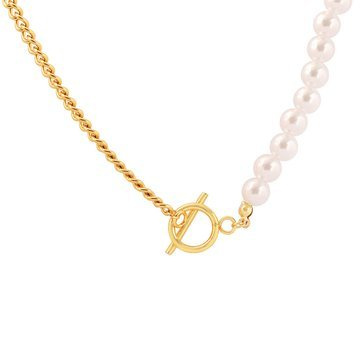 Naszyjnik STAL SZLACHETNA POZŁACANA perły