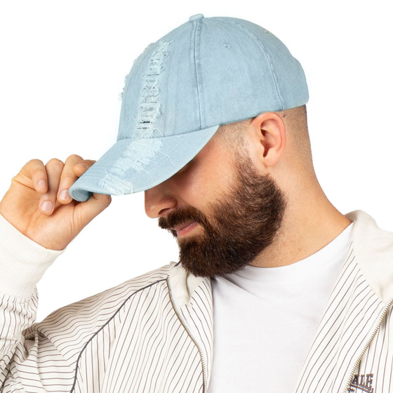 Czapka z DASZKIEM jeansowa VINTAGE kaszkietówka