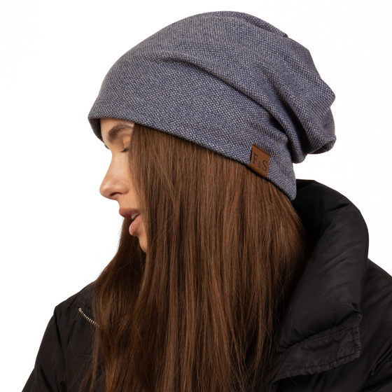 Czapka BEANIE smerfetka oversize MŁODZIEŻOWA ZIMOWA