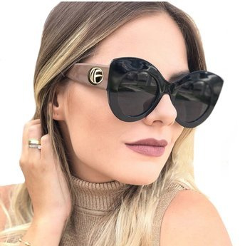 OKULARY przeciwsłoneczne DAMSKIE czarne KOCIE OKO