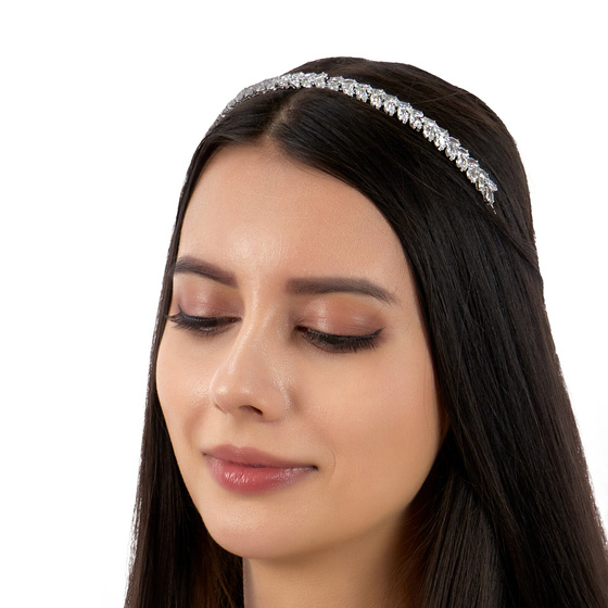 OPASKA DO WŁOSÓW kryształy ślub cyrkonie ŚLUBNA damska srebrna