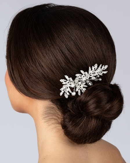 OZDOBA grzebyk do włosów ŚLUBNA cyrkonie SREBRNA