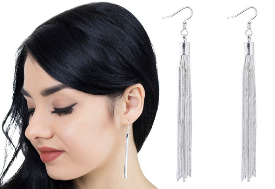 KOLCZYKI wiszące CHWOST długie SREBRNE damskie