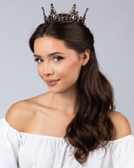 KORONA Diadem Tiara MISS GLOW Wieczorowa CZARNE cyrkonie KRYSZTAŁY