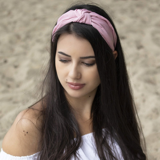 OPASKA DO WŁOSÓW turban RÓŻOWA węzeł SATYNOWA