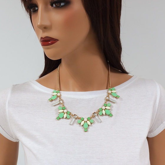 NASZYJNIK miętowy ZIELONY kamienie