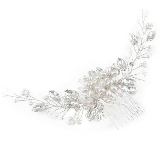 OZDOBA do włosów ŚLUBNA grzebyk PEREŁKI cyrkonie