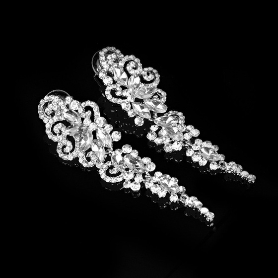 KOLCZYKI srebrne CYRKONIE kryształki ŚLUBNE długie