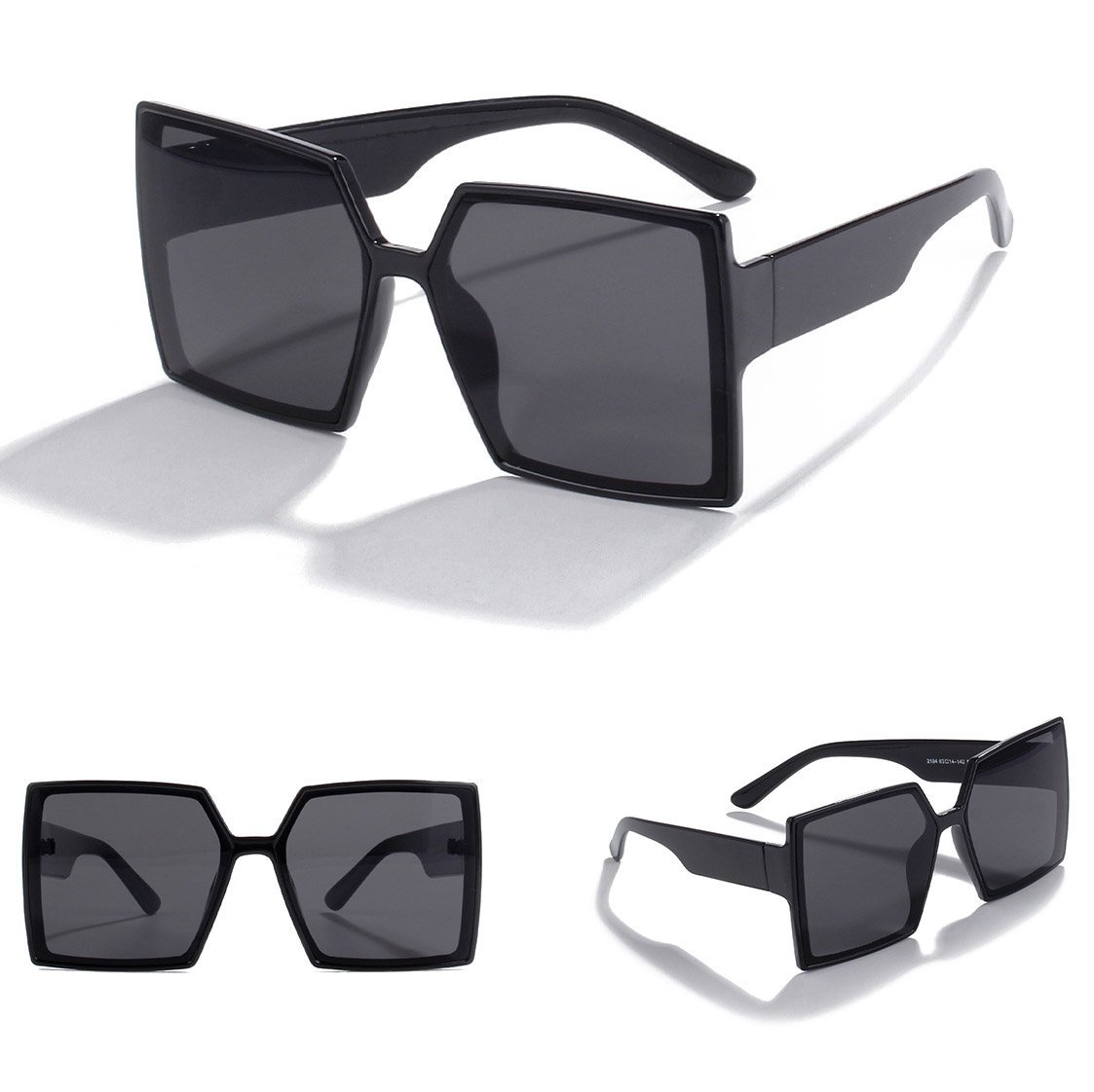 KRASS Kwadratowe okulary przeciws\u0142oneczne czarny-srebrny Nadruk z motywem Akcesoria Okulary przeciwsłoneczne Kwadratowe okulary przeciwsłoneczne 